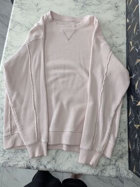 Aerie Women's Pink Waffle-Knit Sweater